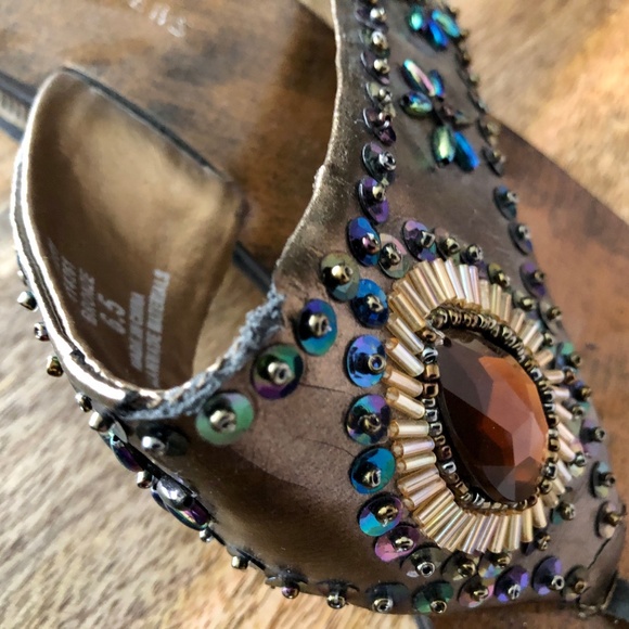 Vintage Bronze Decorative Sandals Size 6.5 - Picture 5 of 9